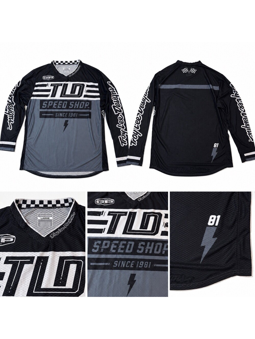 Troy Lee Designs TLD LS Jersey Black grey  Mens LG Shirt Racing